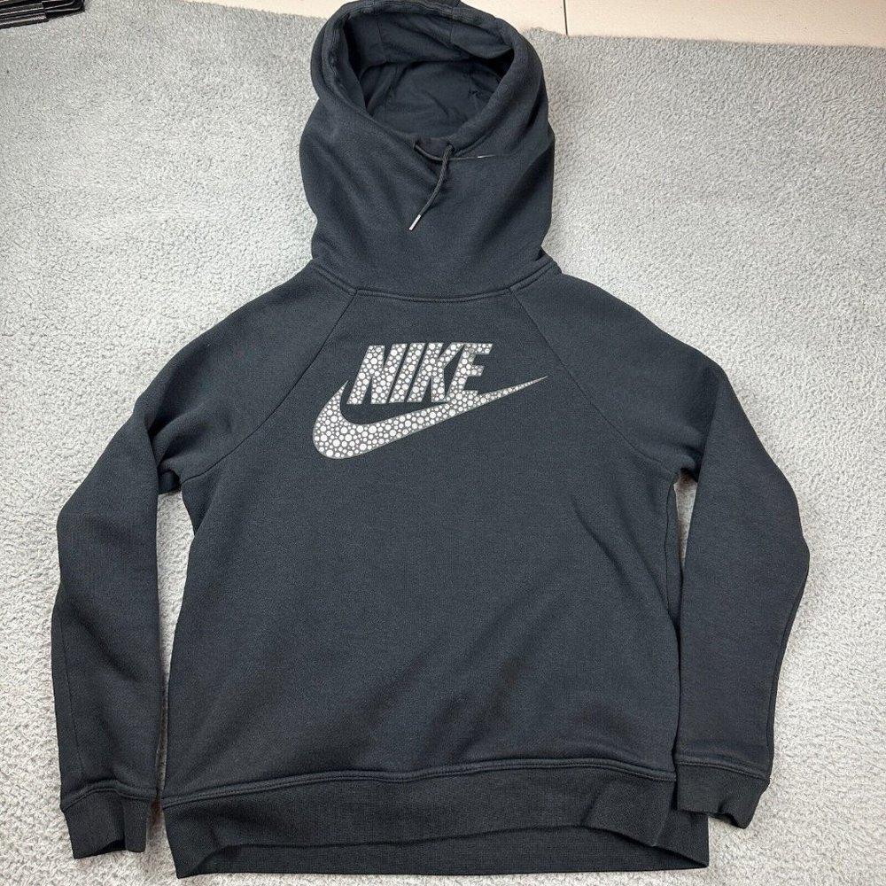 Nike Women's Rally Funnel Neck Metallic Pullover Hoodie Size Small S Running